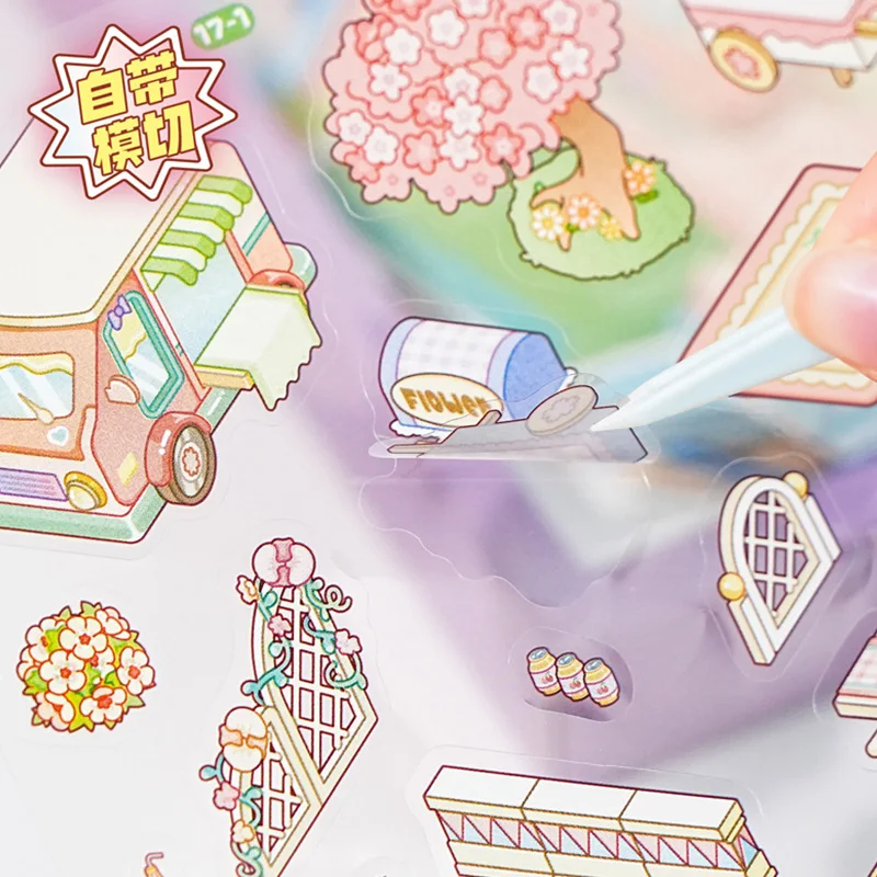 مجموعة مكونة من 61 قطعة، تتضمن 20 بطاقة سين، و40 ملصقًا وزوج واحد من الملقط، وملصقات مشهد صغيرة ثلاثية الأبعاد، ومناظر طبيعية ثلاثية الأبعاد مصنوعة يدويًا