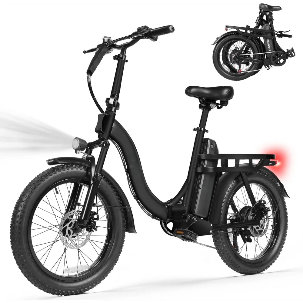 

Electric Bike for Adults – 1200W Peak Motor, Folding 20x3 Fat Tire E‑Bike, 48V 10.4Ah Battery, Step‑Through Cargo Fold Ebike