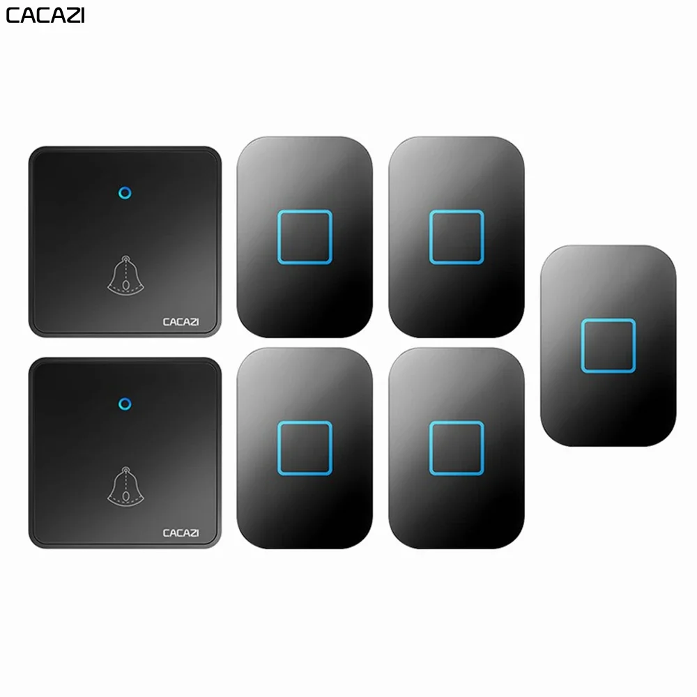 CACAZI Home Wireless Self-powered Doorbell No Battery Required Button US EU UK AU Plug Receiver 150M Remote Smart Calling Bell