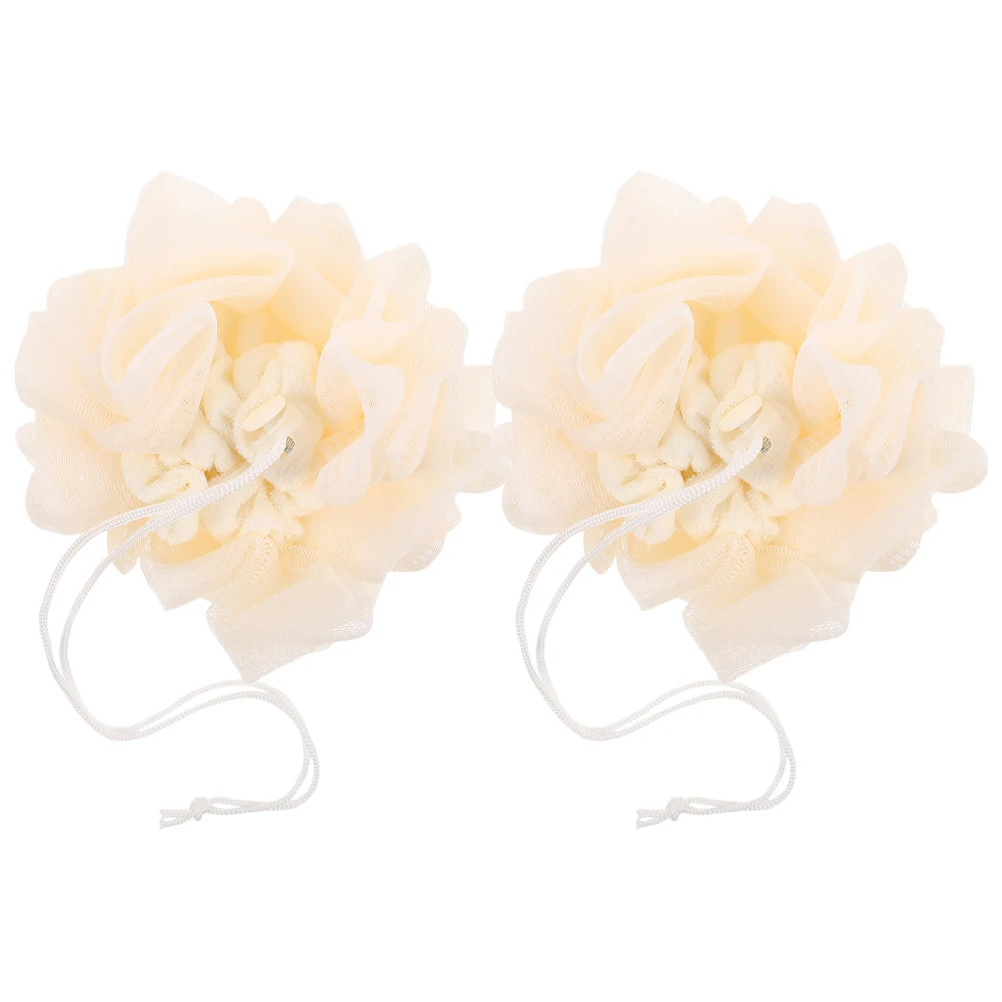 

2Pcs Exfoliating Body Wash Cloth Dual-sided Bath Ball Travel- Holder Shower Scrubber Portable Bath Flower