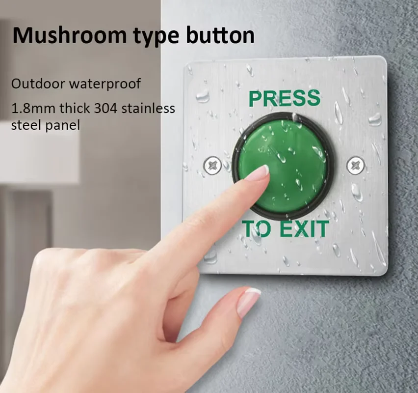 12/24V Stainless Steel Push Exit Button Acces Control System Exit Switch Mushroom Button Door Release Button