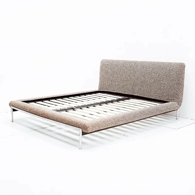 

Bauhaus style, bread fabric bed, simple bed designer