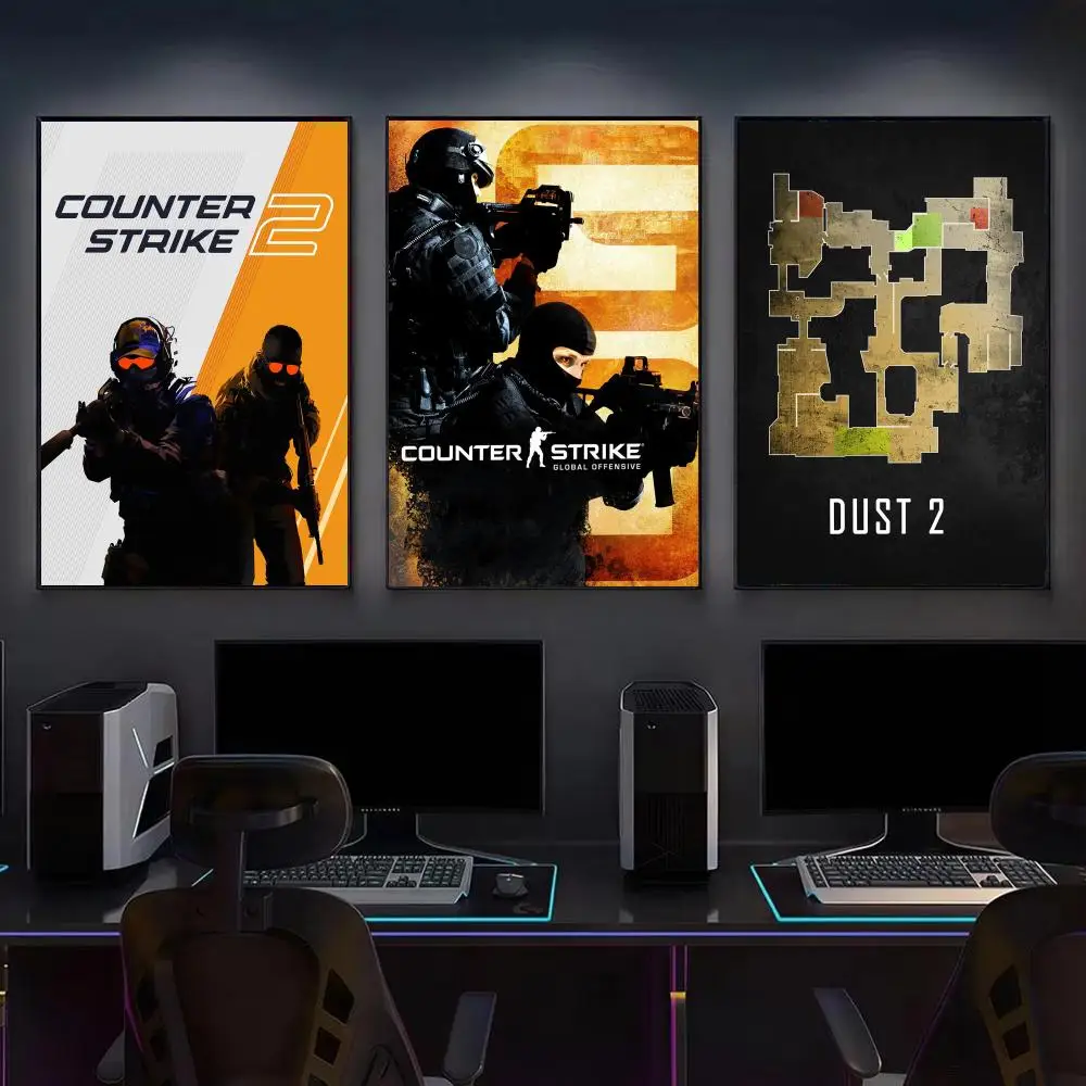 Classic Game C-Counter Strike 2 CS 2 Poster Modern Aesthetic Canvas Wall Art Poster Cool Room Stuff Bedroom Decor