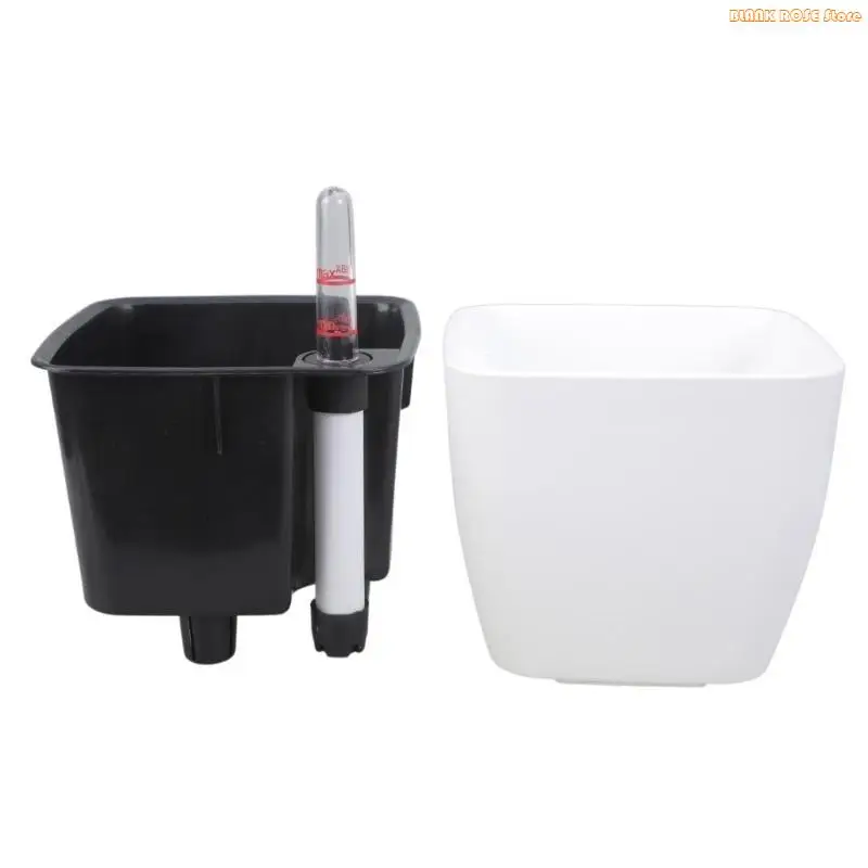 K1AE Watering Planter with Water Level Indicators Plastic Plant Flower Pots Nested Container for Indoor Plant Indicators