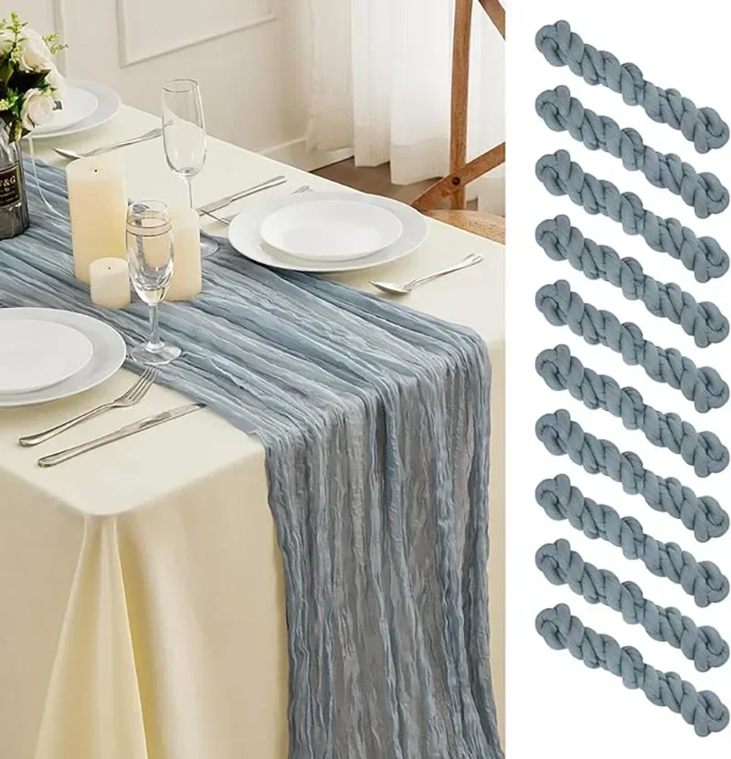 10Pcs Cheesecloth Table Runner Rustic Runner for Wedding Decor Arch Draping Bridal Baby Shower Birthday Holiday Party Holiday