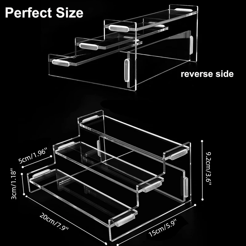 3 الطبقة الاكريليك عرض موقف رف شاشة دائم لدمية عطر كب كيك شبه منحرف صندوق أعمى تخزين الرف #2