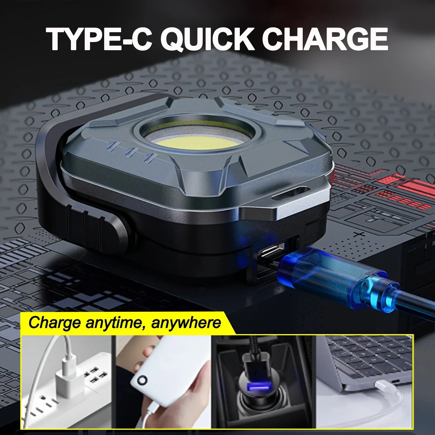 Mini Powerful Led Work Light, Rechargeable EDC Cob Light 6-Mode High Brightness, Adjustable Color Temperature, Long Battery Life