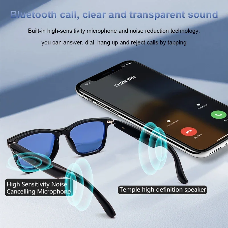 CLLOIO Bluetooth Smart Prescription Glasses Magnet Clip On Polarized Myopia Eyewear Anti Blue Light Progressive Reading Glasses