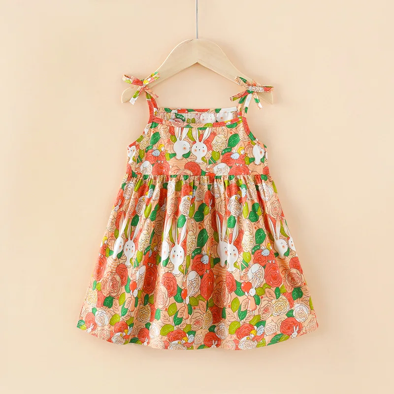 Summer Cute Girls Dress kids Girl Clothes Sleeveless Suspender Children\'s Clothing Princess Print Cotton Casual Dresses