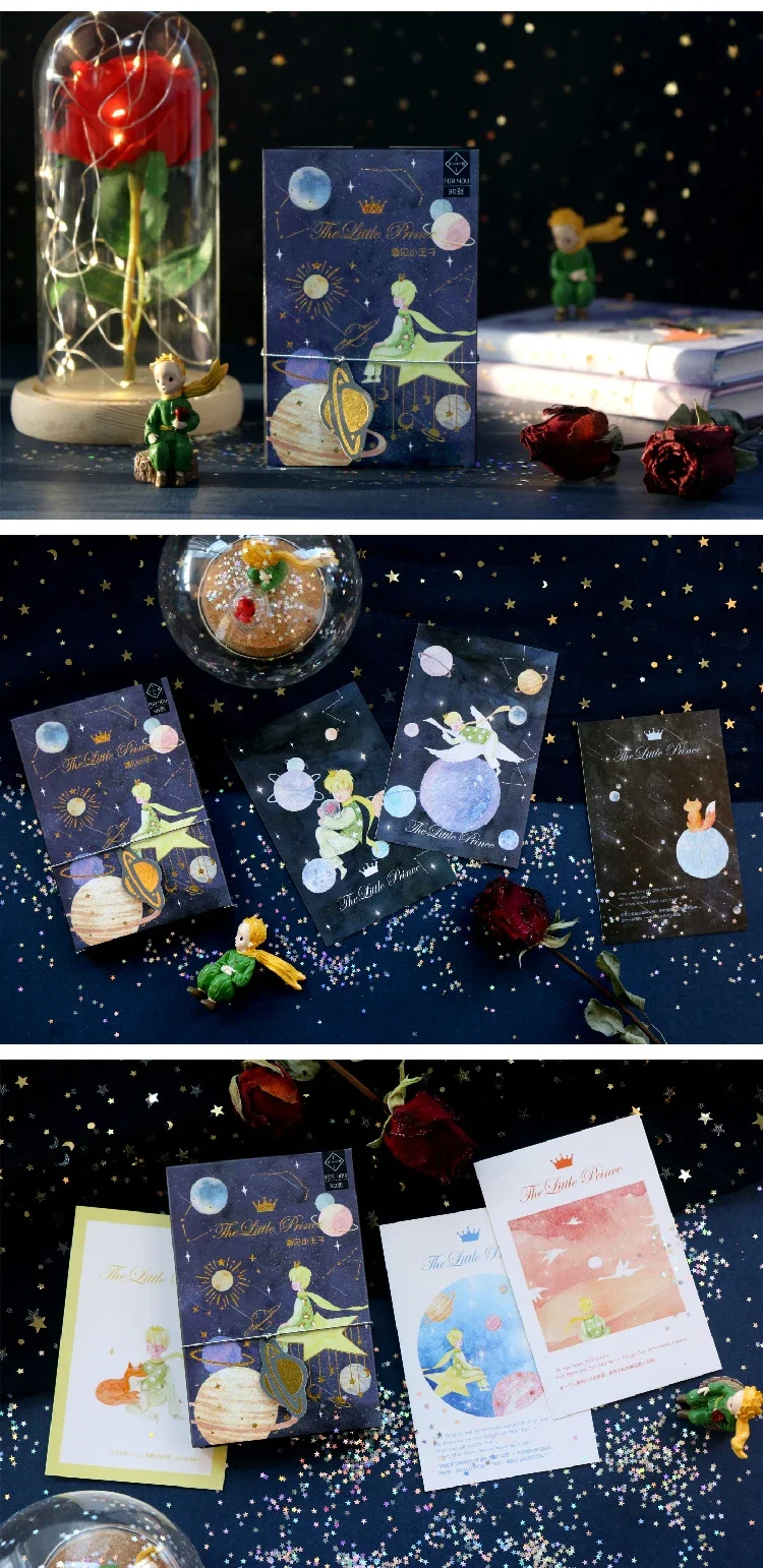 30pcs Prince Story Theme Design Card Multi-use As Scrapbooking Party Invitation DIY Decoration Gift Card Message Postcard