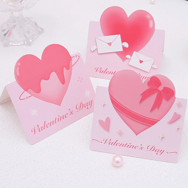 10Pcs Cloud Heart Fold Handwritten Paper Greeting Cards Bouquet Wishes Message Card for Wedding Valentine's Day Party Decor