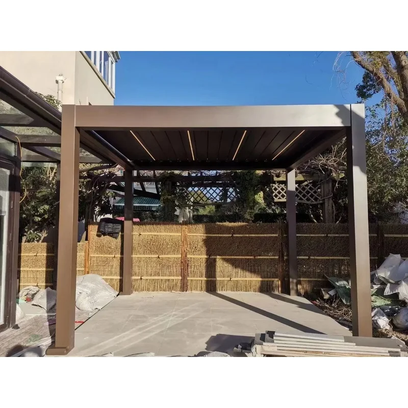 Modern Motorized Bioclimatic Pergola Aluminum Structure Powder Coated Outdoor Breathable Eco Friendly Roof Garden Gazebo Terrace