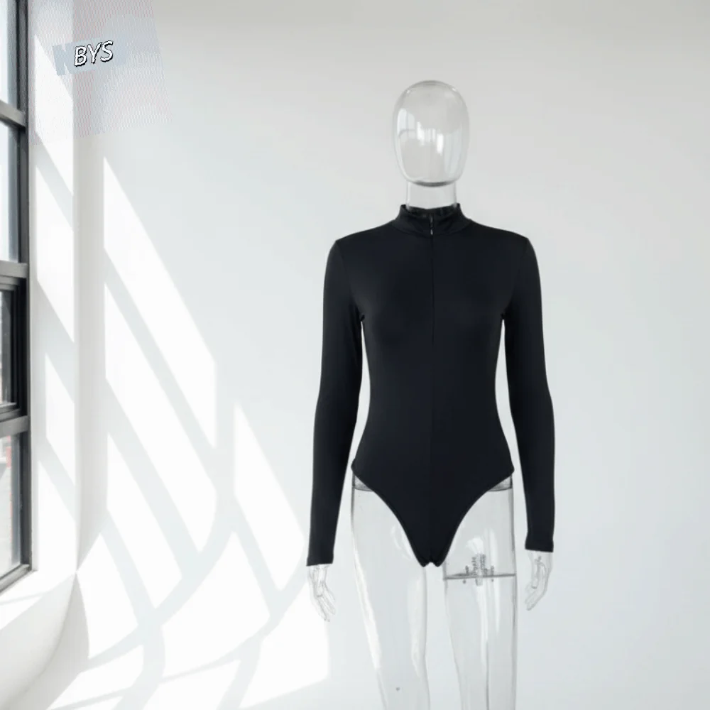 

Underwear Slim Fit Shapewear Stand Collar Zipper Yoga Jumpsuit Long Sleeve Bottoming Shirt Seamless Bodysuits Ladies