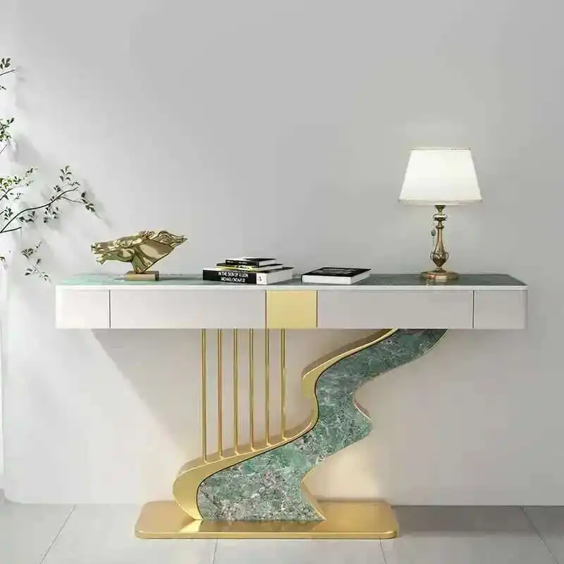 

Semi-circular Slate Console Tables for Living Room Modern Creative Fashion Wall Hall Porch Decorative Cabinet Entrance Furniture