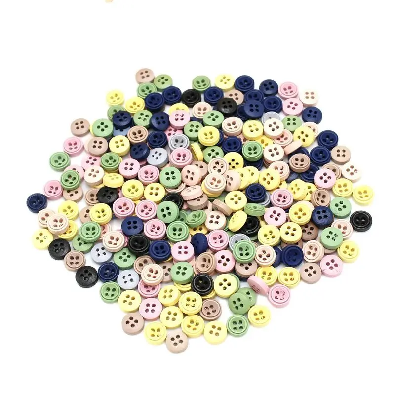 100 unids/pack 9mm botones redondos multicolores de madera 4 agujeros botones costura Scrapbooking para manualidades botoes