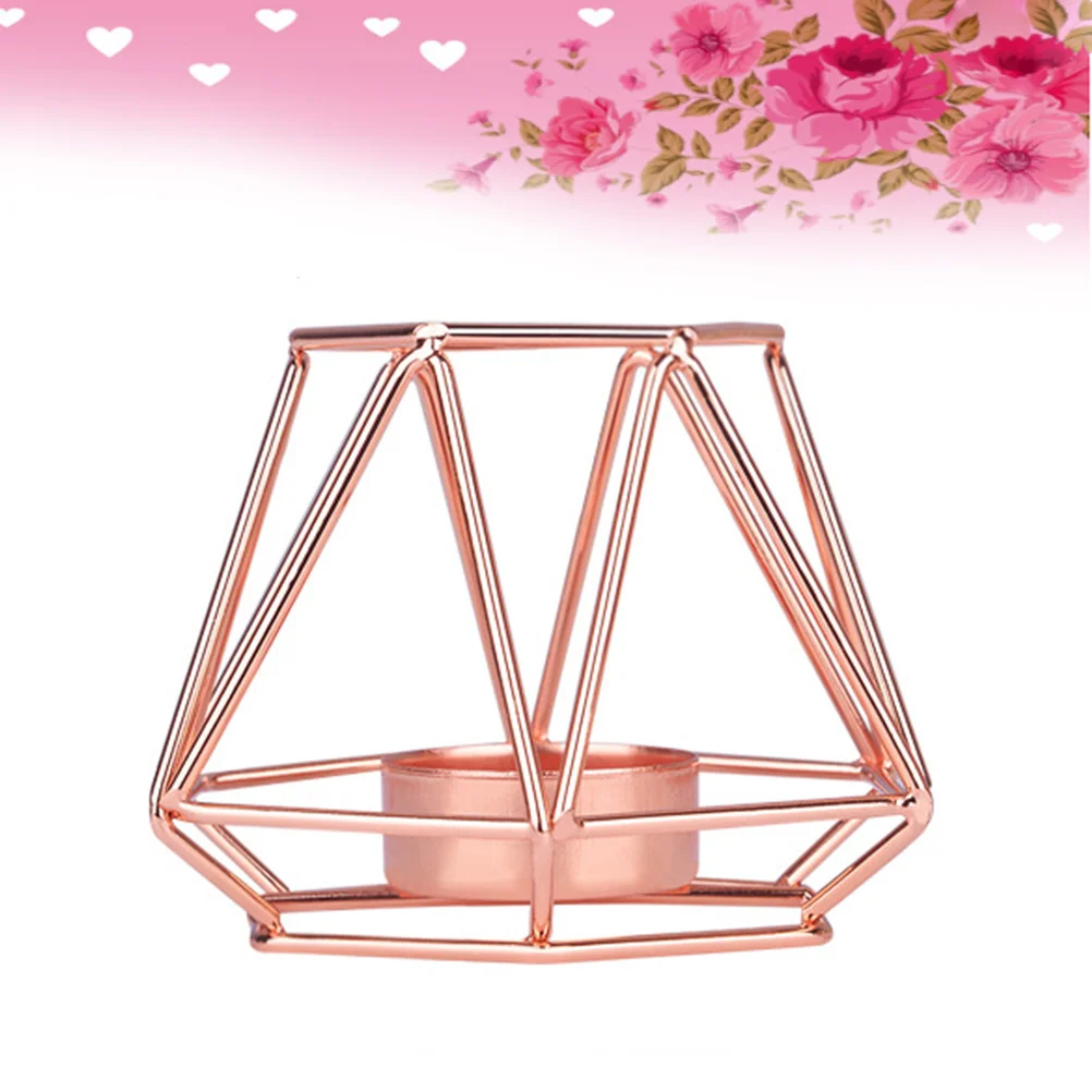 

Hollow Metal Holder Rose Gold Small Size Lightweight Vintage Lantern For Home Decor Aromatherapy Party Table