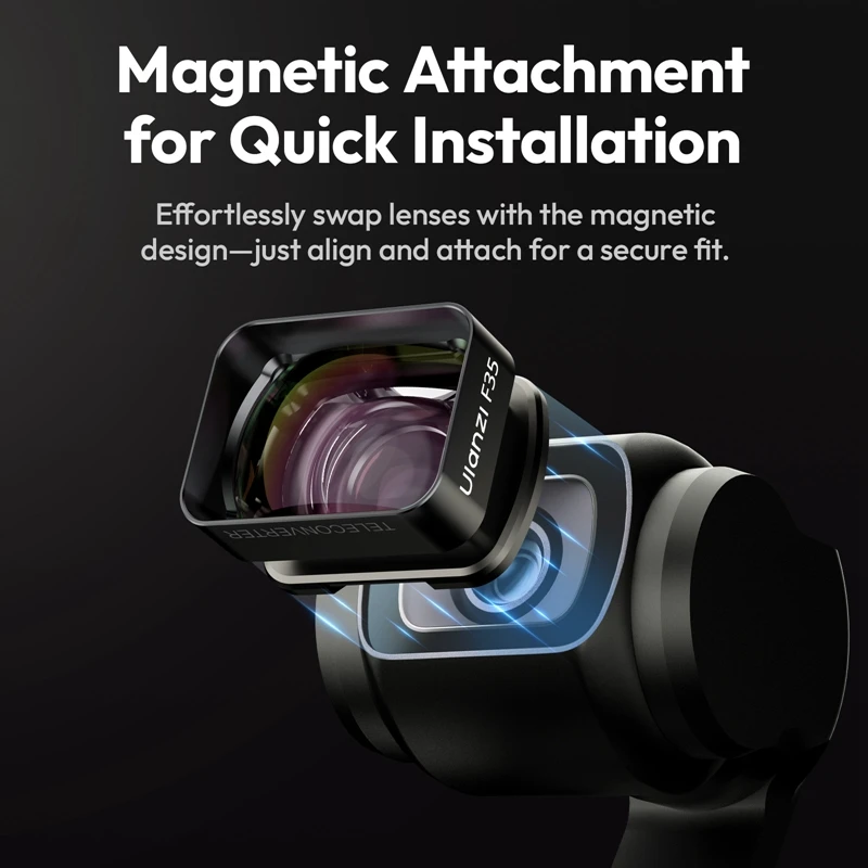 ​ Lente grande angular Ulanzi F35 Pocket 3 / lente telefoto para DJI Osmo Pocket 3 Lente para DJI Pocket 3