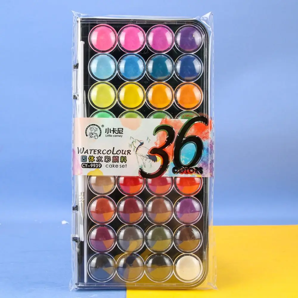 12/18/24/36Colors Portable Solid Watercolor Paint Set Metallic Glitter Plastic Box Oil Painting Kit Watercolor Pigment School