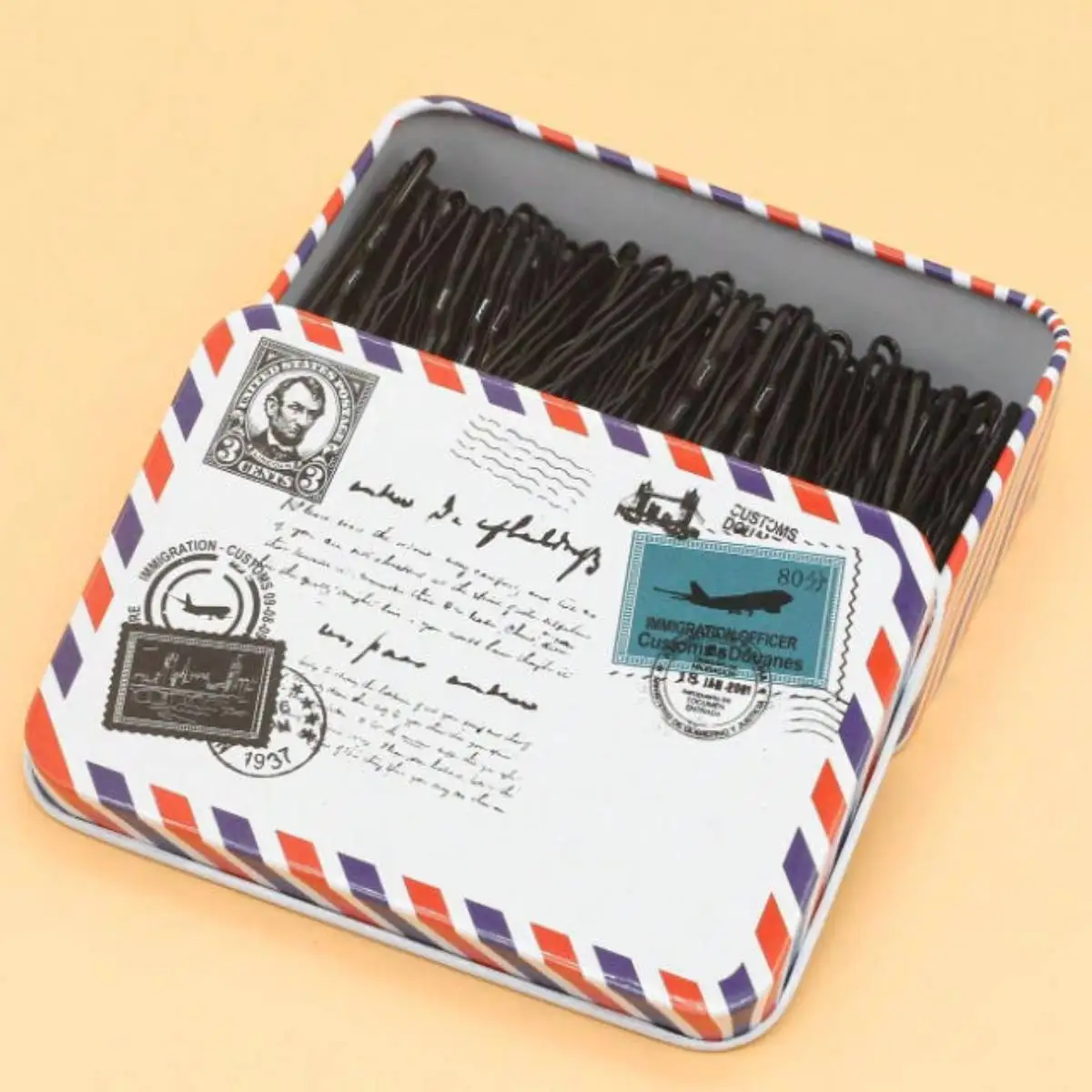 100Pcs Black Wave Bobby Pins With Storage Box Non Slip Metal Hair Grips For Women Girls Bangs Hair Styling Accessories