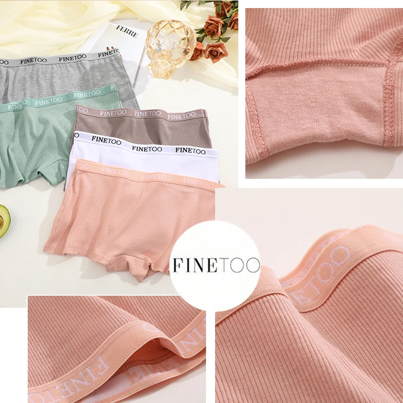 FINETOO 6 قطعة/المجموعة سلس النساء القطن الملاكمين الملابس الداخلية شرائط السراويل بلون السيدات لينة Boyshorts حجم كبير القطن الملاكمين