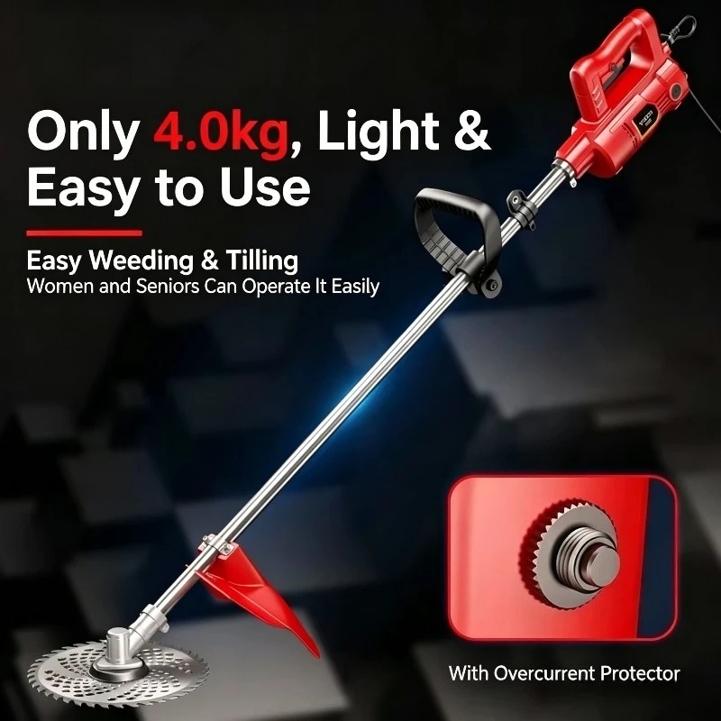 Electric Grass Trimmer 220V High Power Corded AC Home Garden Weeder Brush Cutter Lawn Grass Cutting Tool