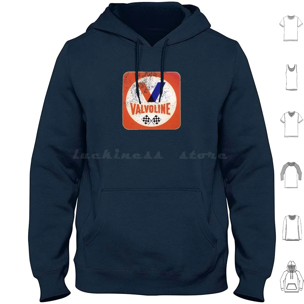 

Valvoline Retro Sign Hoodie Cotton Long Sleeve Valvoline Texaco Castrol Oil Engine Motor Racing Cars Vehicles Retro