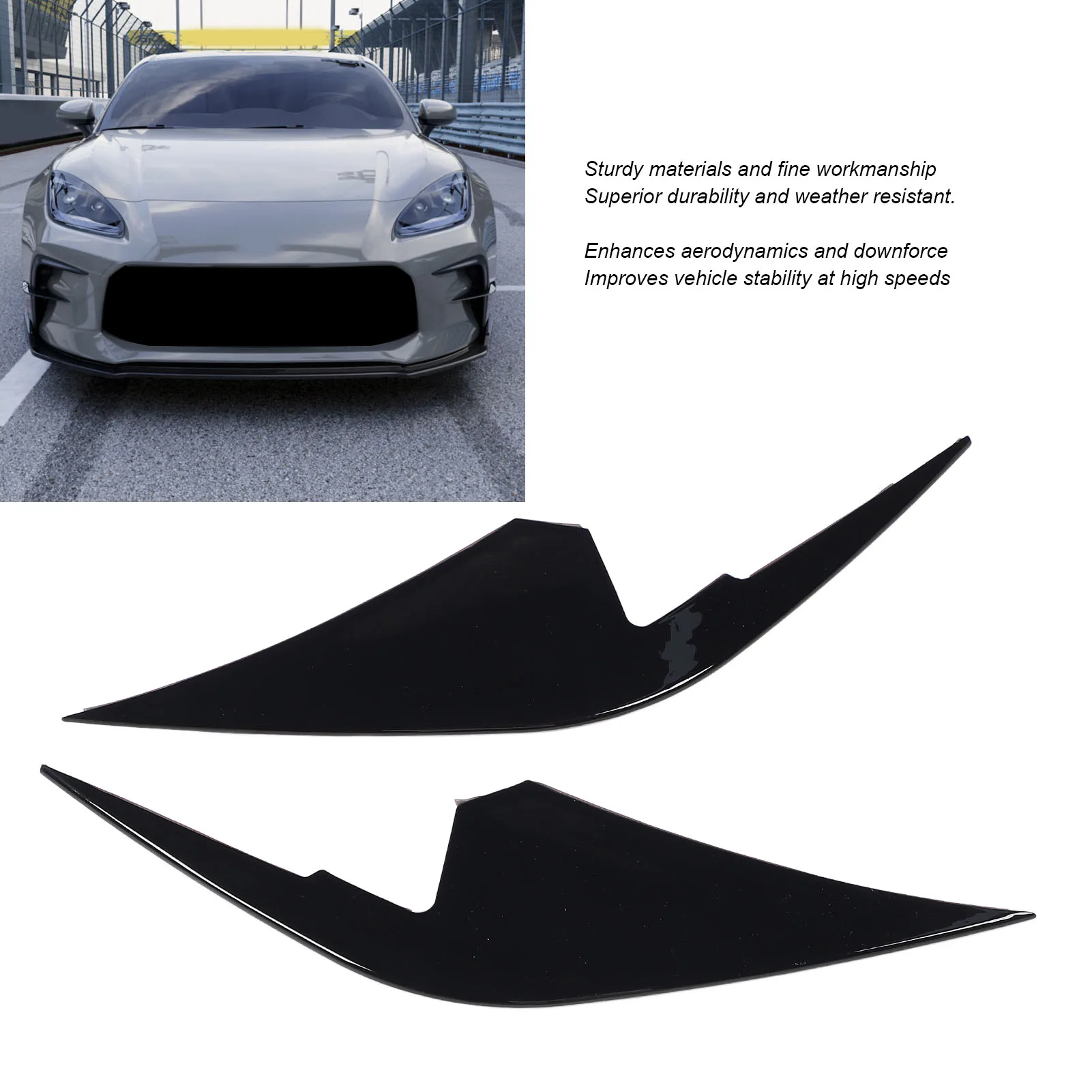 

Декоративные накладки на боковые воздухозаборники переднего бампера, глянцевые черные, пара, аэродинамические спойлеры-канарды для GR86 2022 года и новее