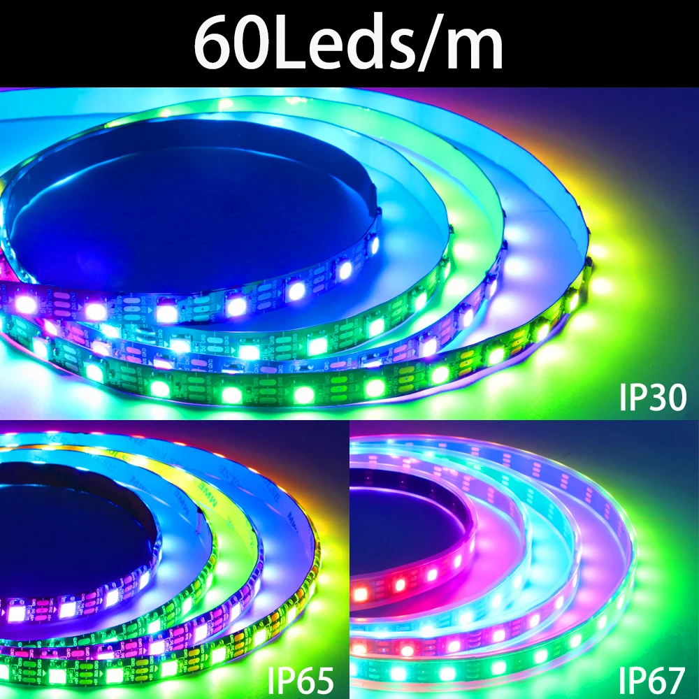 RGBIC WS2812B LED Light WS2812 WS2815 WS2813 WS2811 Programmable led strip light Individually addressable soft LED lamp DC5V/12V