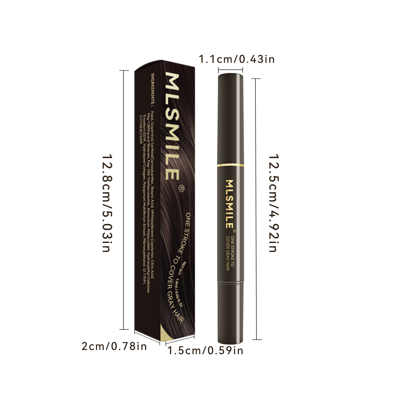 Temporary Hair Dye Pen Black Hair Coloring Covered White Hairs Hairline Disposable Lipstick Hair Dye Stick Hair Roots Touch Up