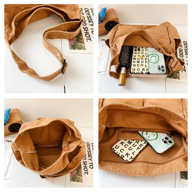 Borsa da donna in tela borsa a tracolla Vintage borsa a tracolla Y2K borsa ecologica borsa Shopper coreana borsa a mano Unisex tascabile