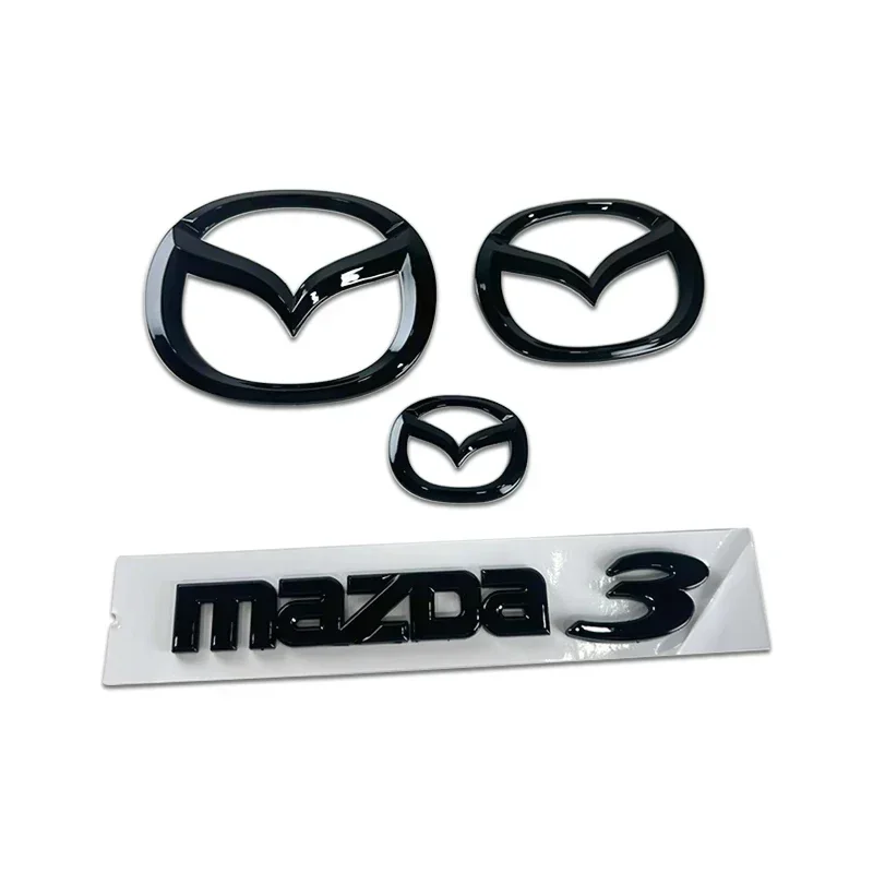 Plastic Car Front Trunk Emblem for Mazda 3 Logo Steering Wheel Badge 3D Body Replaced Sticker Rear Tail Refitting Decoration