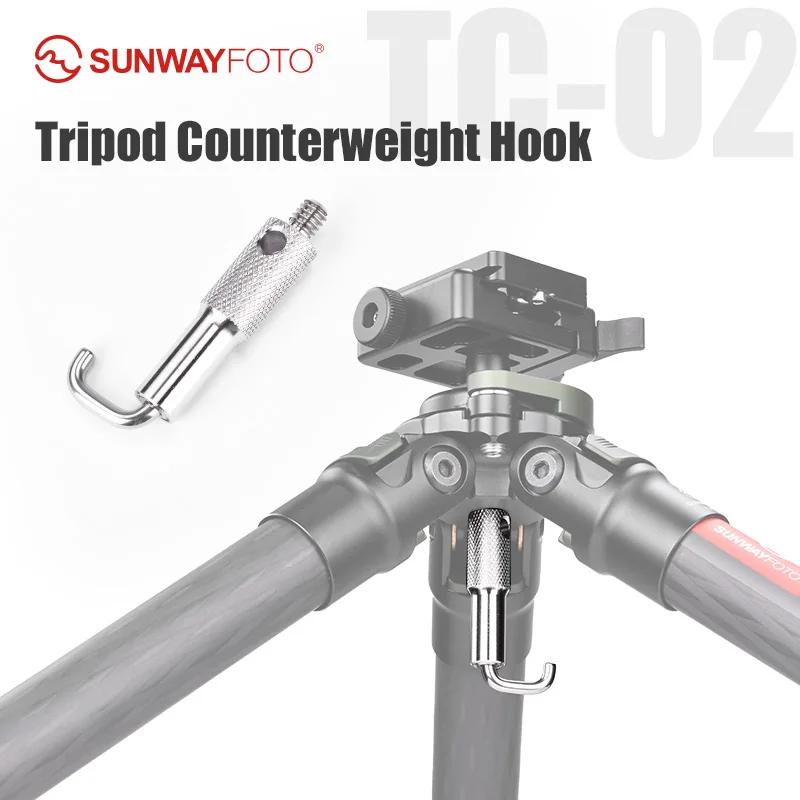 SUNWAYFOTO TC-02 Universal Stainless Steel Tripod Hook with 1/4-20 Thread