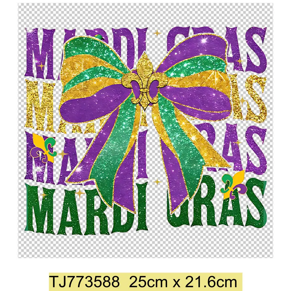 Mardi Gras Carnival Heat Transfer Patches Iron on Transfer for Clothing Patches DIY Washable T-Shirts Thermo Sticker Applique