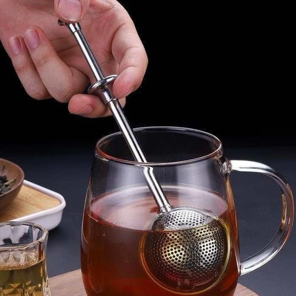 

304 Stainless Steel Tea Filter Multi-Purpose Reusable Tea Strainer Long Handle Spherical Telescopic Flour Sieve Baking Tools