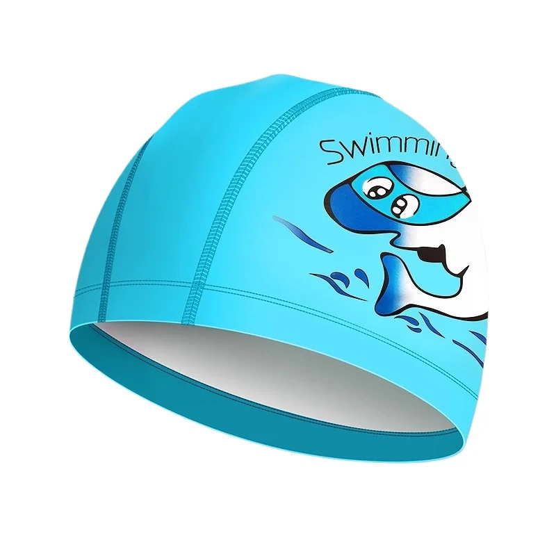 

PU Coated Children's Professional Ear Waterproof Cartoon Swimming Cap