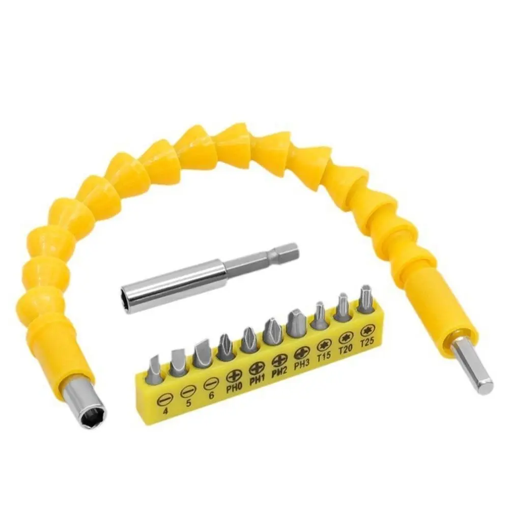 Durable Chrome tangsten steel Screwdriver Set Plastic Yellow Rubber Strip Screwdriver Head 60mm Extension Rod