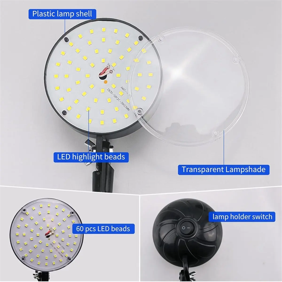 AA19 Magnetic Work Light, LED Machine Light, Work Light with Flexible & Magnetic Base, Shop Tool Lamp for Lathe EU Plug