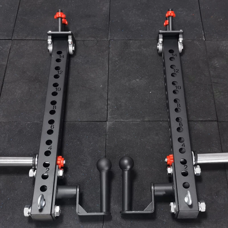 Multifunctional squat rack accessory double push arm