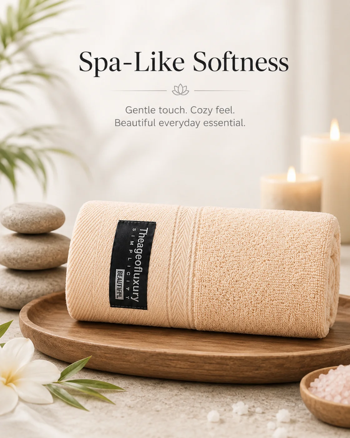 Soft Quick Dry Bath Towel, 100g Thickened Beige Fabric, Absorbent Face Hand Towel for Hotel and Home Use