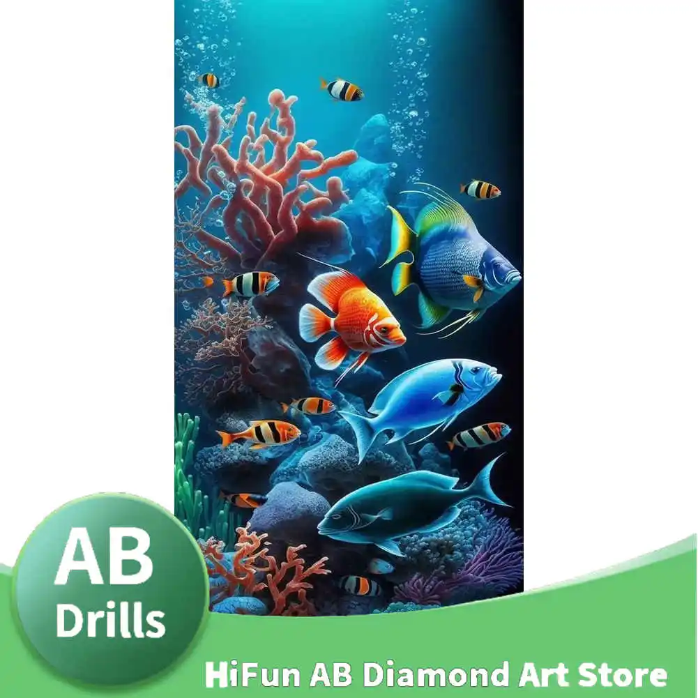 AB Drill 5d Diamond Painting New Underwater World Fish Decor Embroidery Sea Life Creatures Full Square/Round Wall Sticker