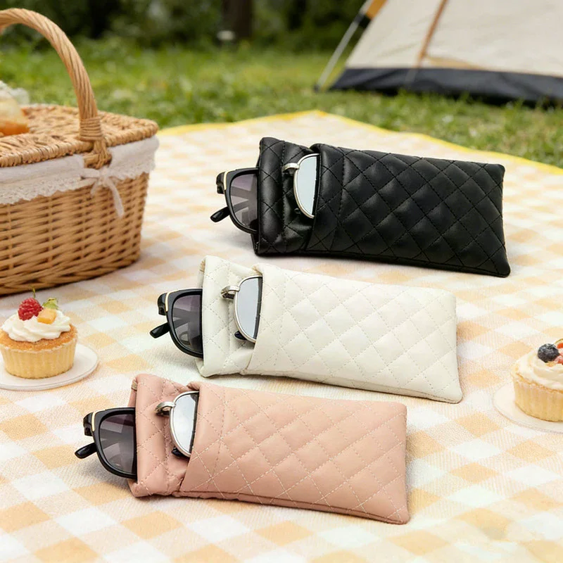 Waterproof Sunglasses Bag Portable Dustproof Double-layer Eyeglasses Pouch PU Leather Coin Purse Storage Pouch Women