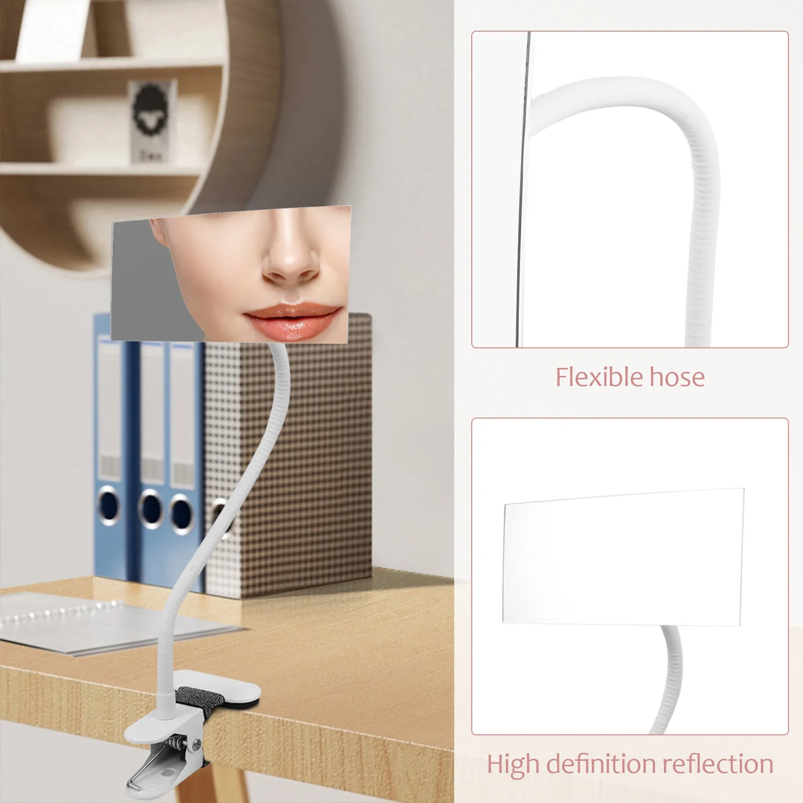 Anti-Peeping Desktop Mirror Adjustable Angles Stable Base Clear Reflection Privacy Protection Office Makeup Mirror