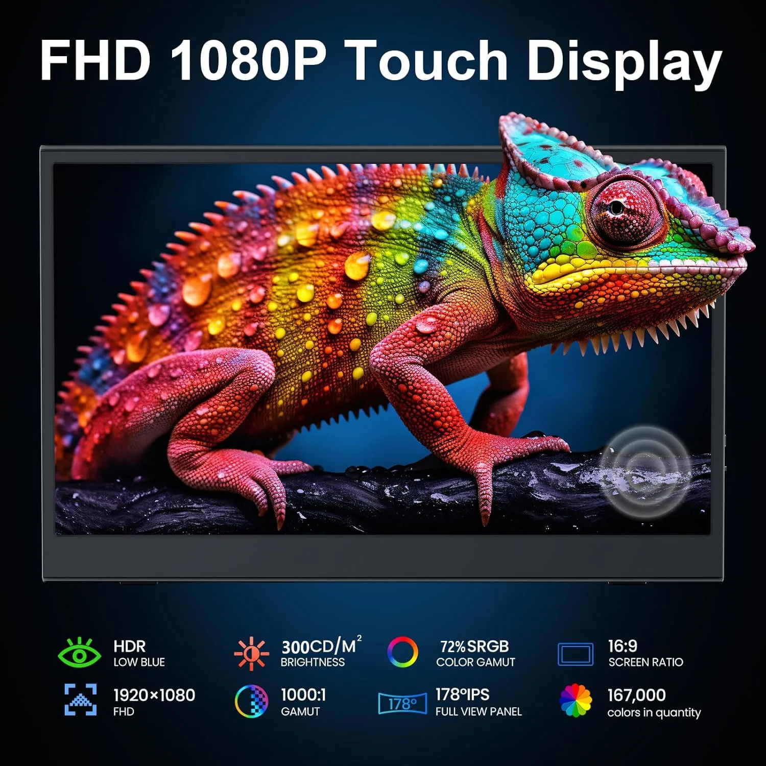 15.6-Inch Portable Display Touchscreen FHD IPS 60Hz Lightweight Type-C Mini HDMI Expansion Screen  for Gaming Laptop PS5 Xbox PC