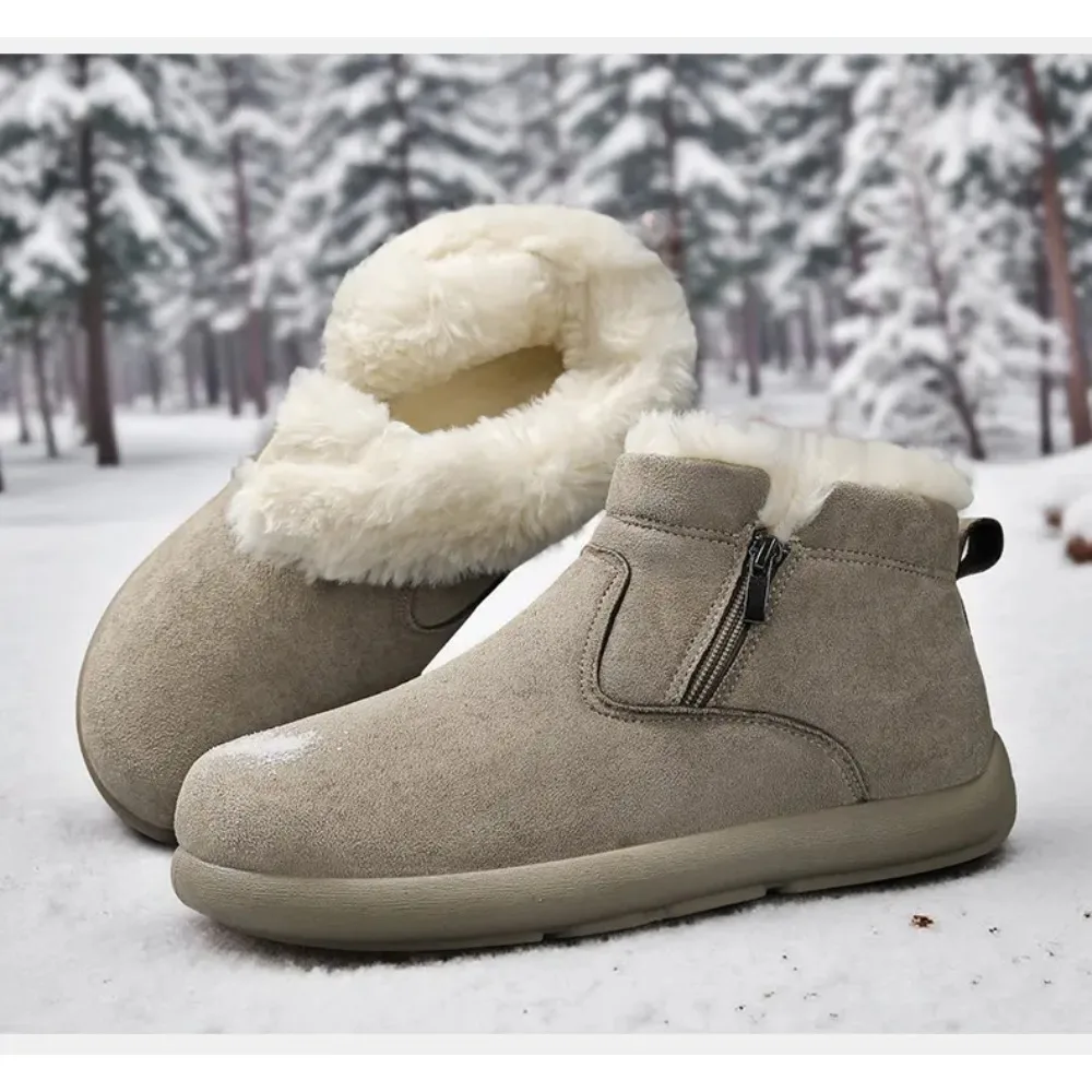 

Snow Boots Men Casual Shoes Plush Warm Shoes Trendy Zipper Black Ankle Boots Outdoor Walking Winter Sneakers Men Shoes Footwear
