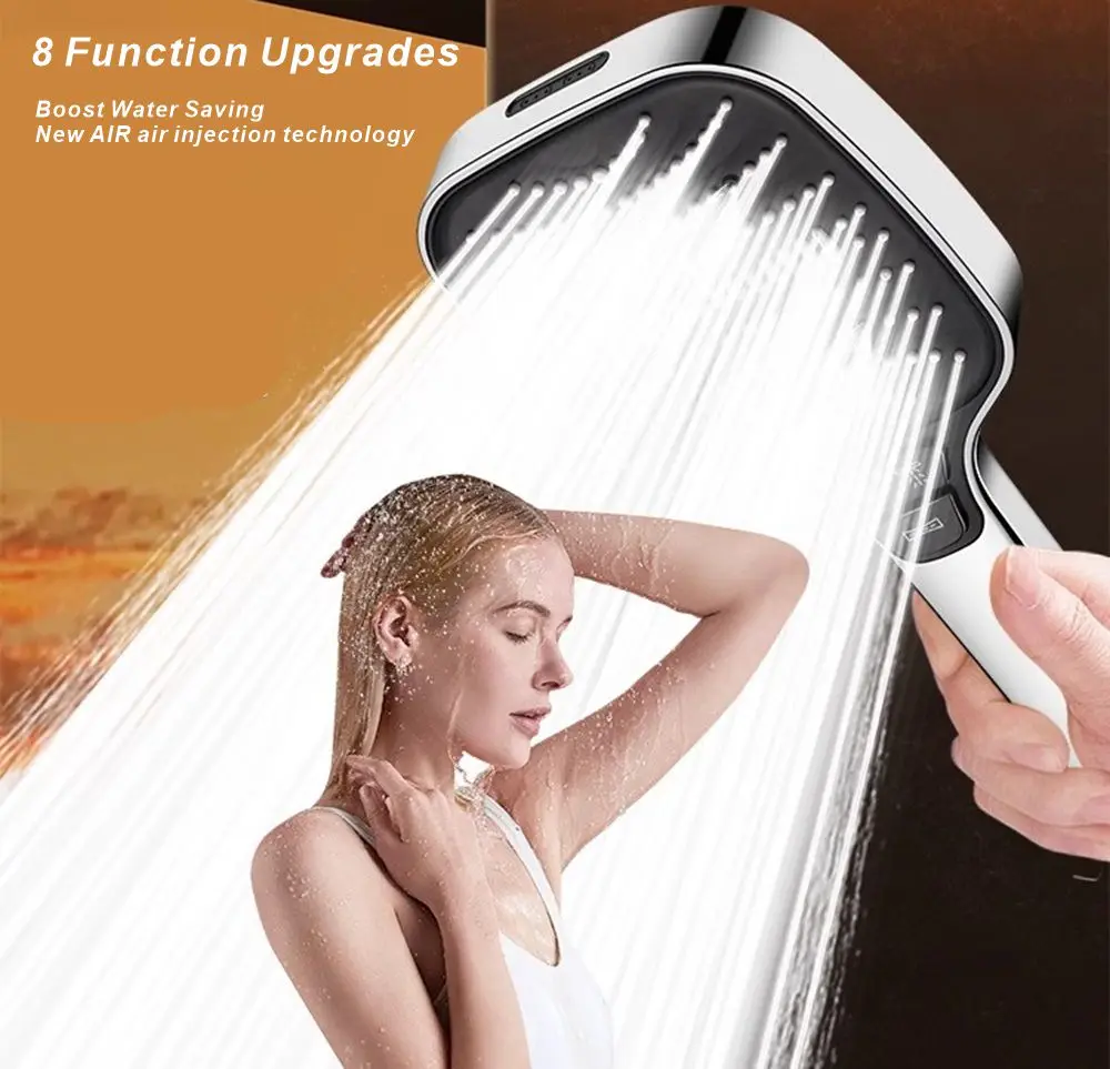 

Новая AIR 8-режимная регулируемая насадка для душа высокого давления со шлангом, экономия воды, набор распылительных насадок с одной кнопкой, аксессуары для ванной комнаты