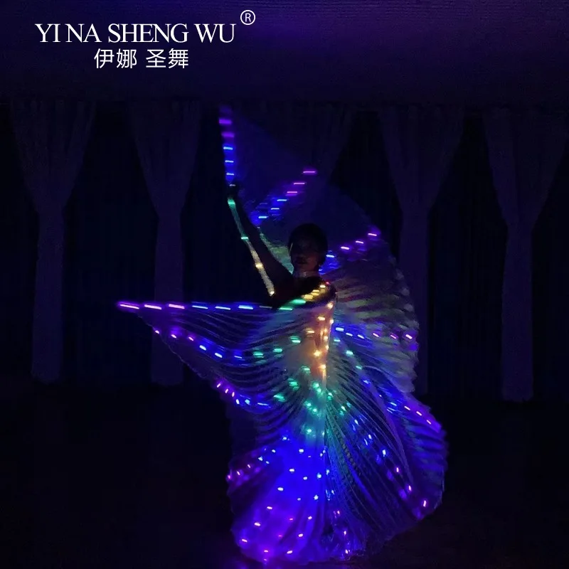 LED Wings Belly Dance Wings Isis Halloween Wing Prop Shining LED Lamp Wing Belly Dance Costumes Accessories Sticks for Adult