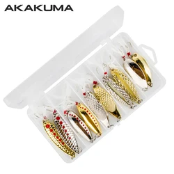 Boxed Metal Spoon Jigging Fishing Lure Set Luminous SwimBait Spinner Hard Bait Artificial Casting Lure 5g-20g Sequin