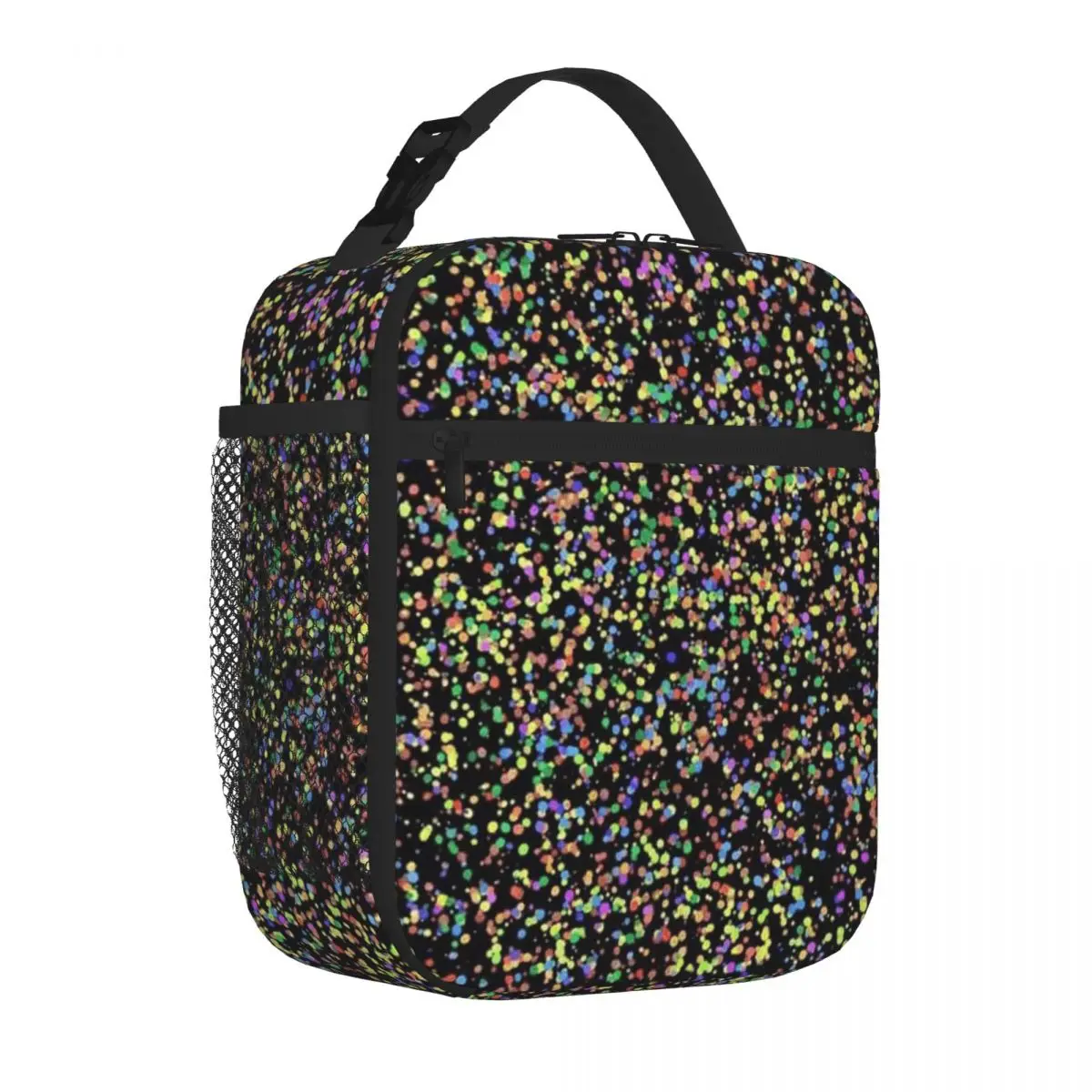 Bestselling Rainbow Polka-dot Pattern With A Black Background Abstract Work Lunch Bag Playground Snack Lightweight Lunch Bag