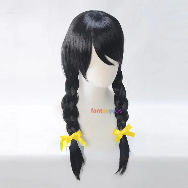 Bakemonogatari Hanekawa Tsubasa Wig Cosplay Black Braids Halloween Role Playing Hair Heat Resistant Wigs + Free Wig Cap