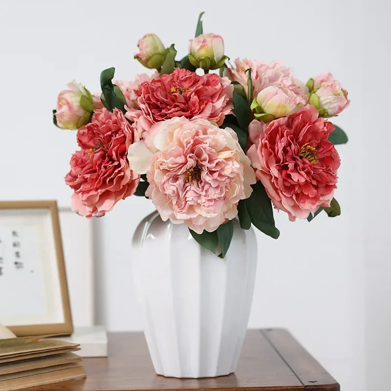 

Simulated single branch peony fake flower, home decoration, wedding, garden, high-end simulated flower, holiday decoration